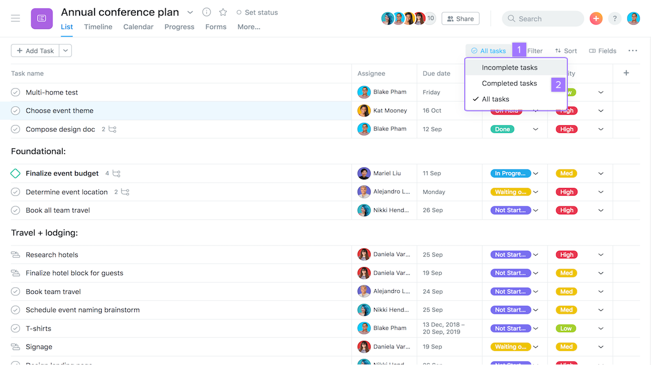 asana screenshot