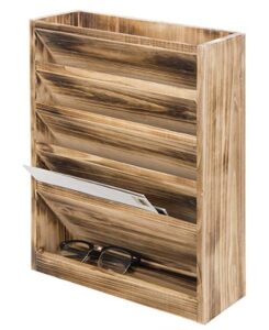 rustic burnt wood wall mounted 5 slot holder by Mygift